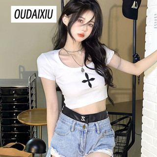 OUDAIXIU áo phông áo thun nữ croptop baby tee Minimalist Vintage Cute Dễ thương WTX24209ZB 8Z240223