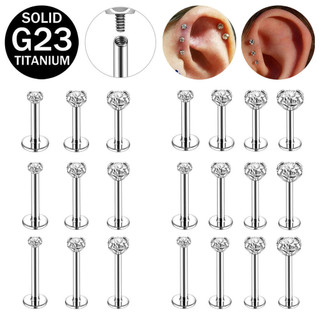  1 PC G23 Thép Titan Pha Lê Môi Stud 16G   18G Bên Trong Ren Phong Cách Labret Xuyên Sụn Bông Tai Bông Tai Xoắn Ốc Ốc Conch Xuyên 