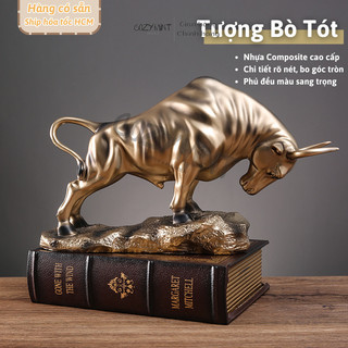Tượng Bò Tót CozyMint Nhựa Composite cao cấp decor trang trí phòng khách bàn làm việc quà tặng Linh Vật Phố Wall May mắn