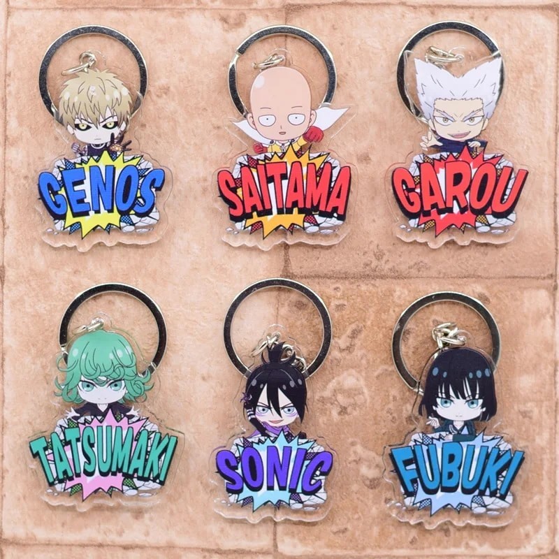 Móc khóa One Punch Man Saitama Genos Tatsumaki Sonic Fubuki Garou chibi Phụ kiện trang trí túi xách 