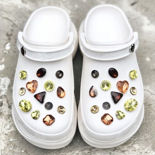 Diy Amber Crystal Gem Trang trí khóa giày Bộ có thể tháo rời, Hoa giày, Đồ trang trí giày có lỗ DIY, Đồ trang trí giày sáng tạo Zhibixing, Phụ kiện giày Crocs, Crocs Buckle jibbitz