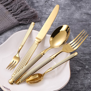 Katelv 5 Cái / bộ Thép Không Gỉ Cao Cấp Cột La Mã Tay Cầm Bộ Dao Kéo Bộ Đồ Ăn Thìa Dao Dày Và Nĩa Bộ Đồ Ăn