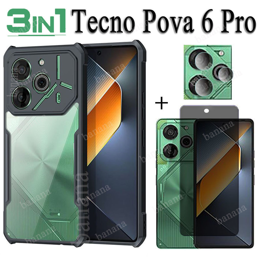 Ốp điện thoại chống sốc Tecno Pova 6 Pro Pova 5 Kính cường lực chống nhìn trộm Tecno Spark 20 Pro 20C Spark Go 2024 2023 Camon 20 Pro 4G 5G Bảo vệ màn hình riêng tư