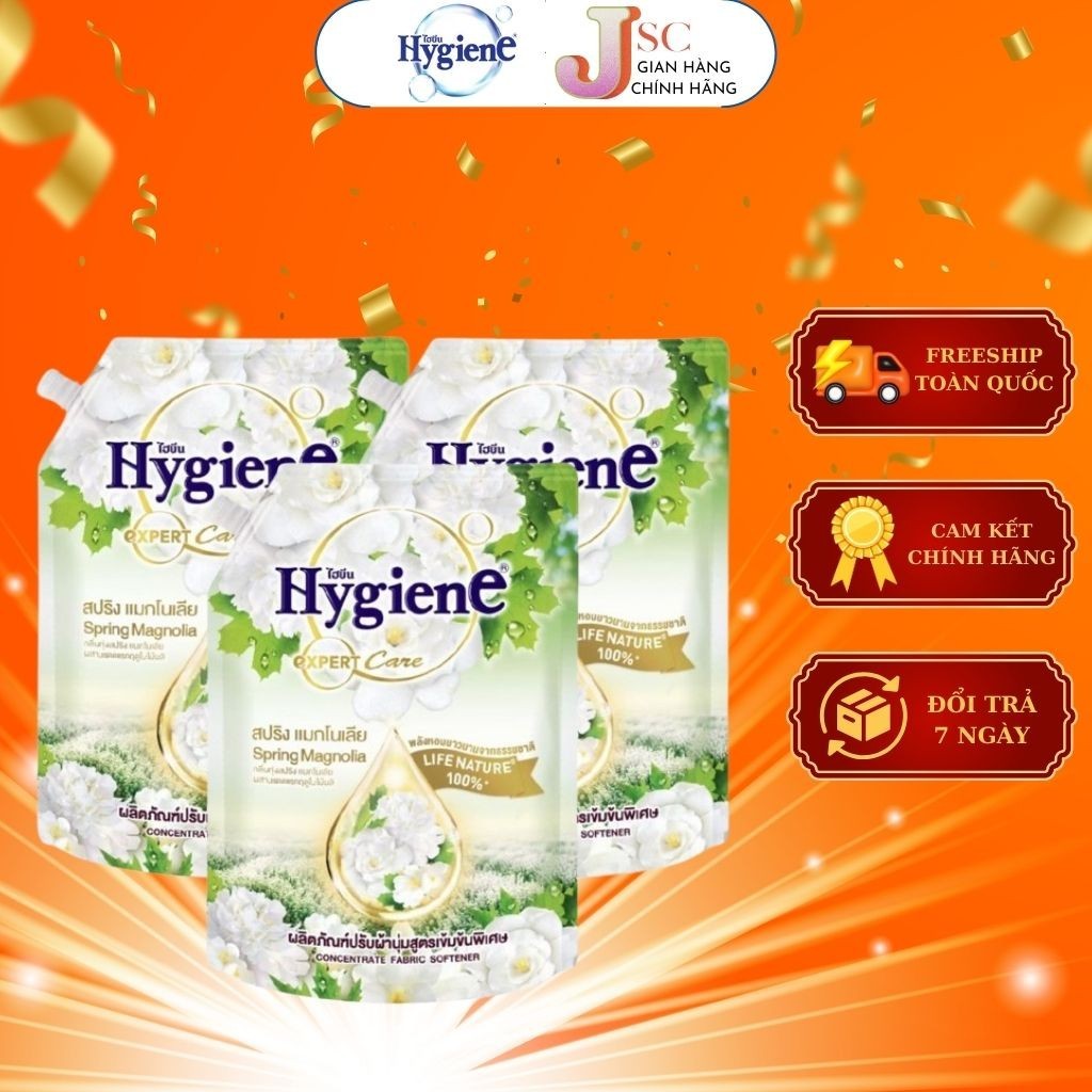 Combo 3 Nước Xả Vải Hygiene Thái Lan Giặt Xả Quần Áo Spring Magnolia Life Nature [Trắng] 1150ml .,