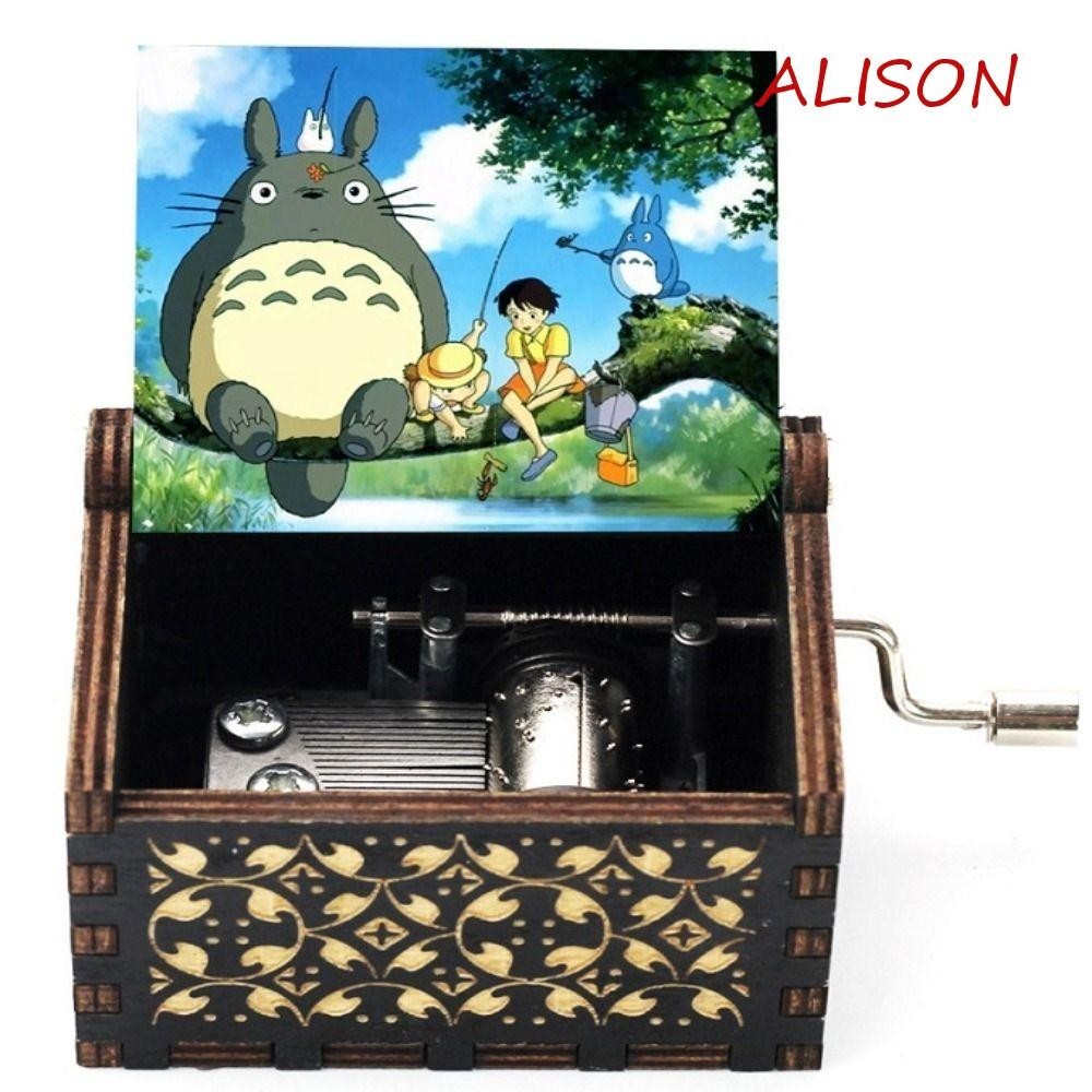 Hộp Nhạc ALISON Totoro, Hộp Nhạc Quay Tay Bằng Gỗ Totoro Hoạt Hình Nhiều Màu Sắc, Tonari No Totoro Anime Họa Tiết Khắc Đáng Yêu Retro Totoro Hộp Nhạc Giáng Sinh