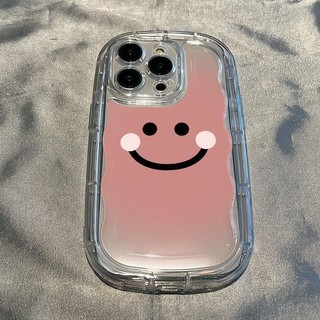 Ốp điện thoại chống sốc ngộ nghĩnh Thích hợp cho IPhone 11 12 Pro Max X XR XS Max SE 7 Plus 8 Plus IPhone 13 Pro Max IPhone 14 Pro Max Ốp điện thoại mặt cười hồng Đơn giản