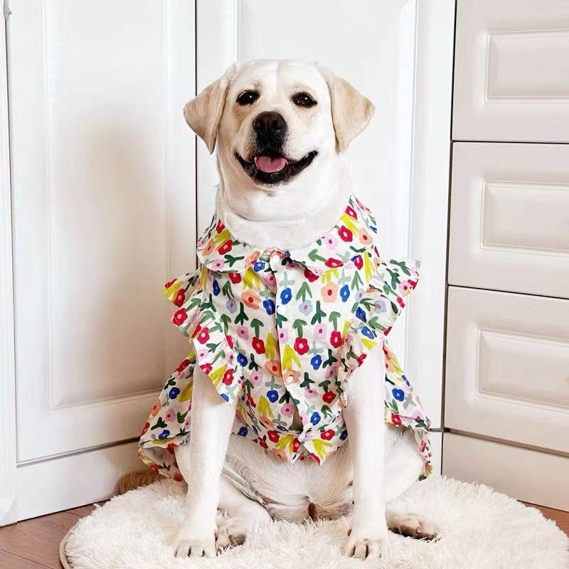 Quần Áo Cho Chó Lớn Mùa Hè Tươi Váy Labrador Vàng Tóc Quần Áo Chó Lớn Mỏng Quần Áo Dễ Thương