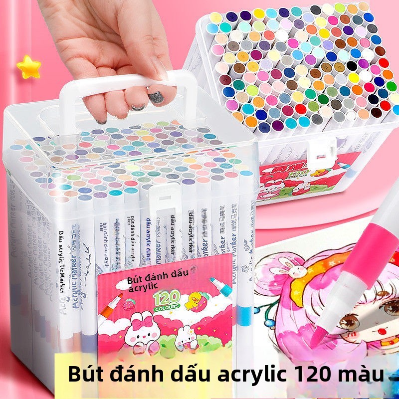 Bút đánh dấu acrylic chống nước 120 màu Bộ bút acrylic 48 màu cho học sinh