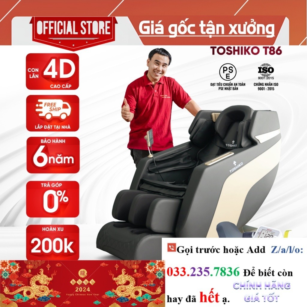 R.ẻ> Ghế massage trị liệu toàn thân Toshiko T86 đa chức năng
