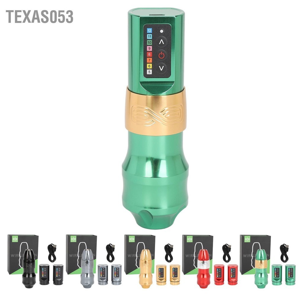 Texas053 Bộ bút xăm không dây Pin kép 4mm Đột quỵ Giao diện RCA Lót Sh