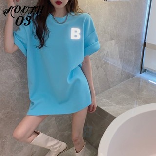Áo thun ngắn tay in huỳnh quang cỡ lớn dành cho nữ phong cách Hàn Quốc Cặp đôi sinh viên mặc thường ngày ngoài trời đáy áo sơ mi hàng đầu