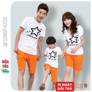 Bộ đồ gia đình mẫu ngôi sao nguyên set áo quần thun mềm mịn dày dặn đi biển BGD342 | DONGPHUCSG