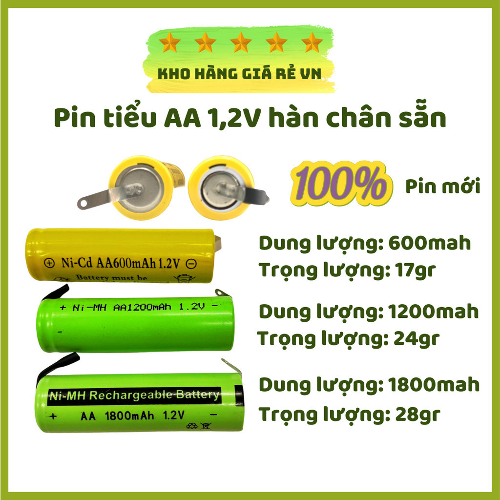 Pin Sạc Hàn Chân Niken Dùng Cho Máy Cạo Râu Bàn Chải Điện Máy Massage Mặt [ Kho Hàng Giá Rẻ VN ]
