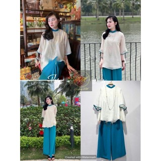 Sét Bộ Đi Chùa  chất Tơ Phối Cổ Tàu Màu Trơn 168.fashion