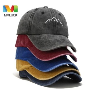 Mmluck mũ bóng chày thêu núi, có thể điều chỉnh giặt cotton dạo phố mũ thể thao, mũ che bóng hip hop leo núi thêu nữ mũ bóng chày nam