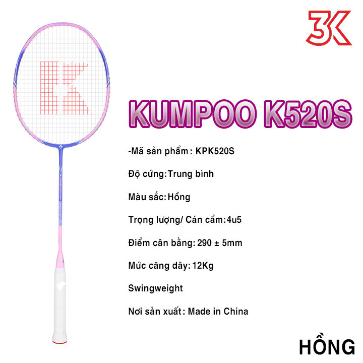 Vợt Cầu Lông Kumpoo Power Control K520S 1 khung vợt 1 túi [Chính hãng][bảo hành 2T]