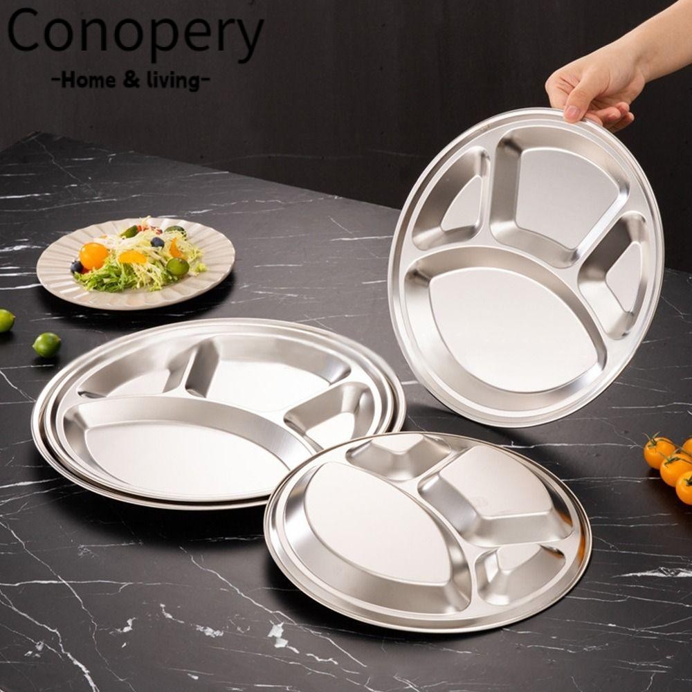 Conopery 1 Đĩa Khay, Khay Phục Vụ Thực Phẩm Chia 4 Ngăn Bằng Thép Không Gỉ, Cửa Hàng Thức Ăn Nhanh 2