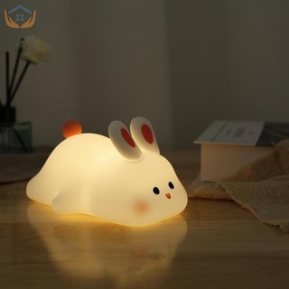 Trẻ em dễ thương thỏ nhỏ đèn ngủ điều khiển cảm ứng silicon đầu giường bunny đèn ngủ 1200mah sạc bé đèn ngủ có hẹn giờ 3 chế độ có thể điều chỉnh độ sáng đèn ngủ trẻ em shopttkc7588