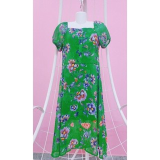 🌹Đầm Nữ Hoa Xanh Lá, Váy Nữ Vải Voan Có 2 Lớp, Thời Trang Size Dưới 58kg🌹