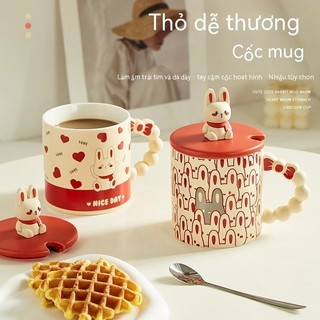 Cốc gốm thỏ dễ thương cốc cá tính cốc uống nước văn phòng có giá trị cao cho bé gái cốc cà phê
