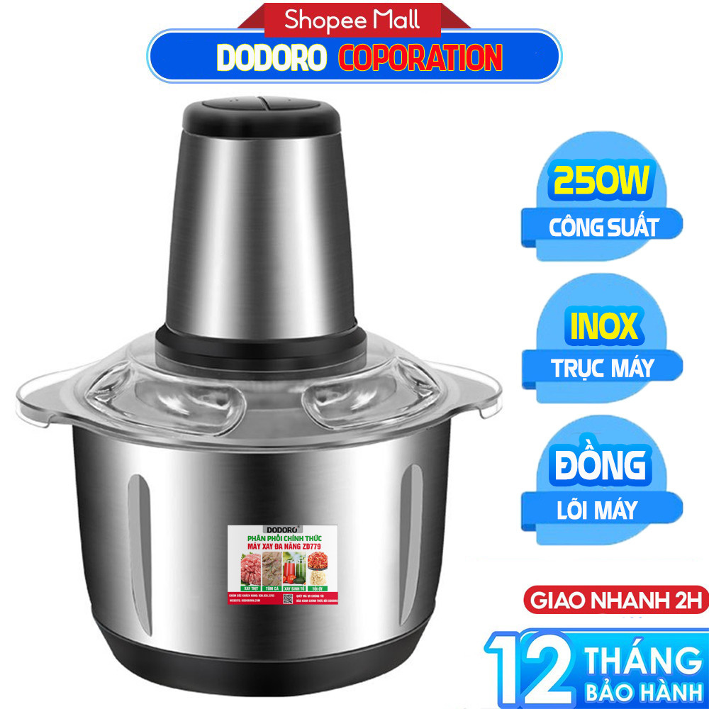 [BH 1NĂM] TRỌN BỘ Máy xay thịt, máy xay đa năng, công suất 250W, TRỤC INOX, cối inox304, 4 lưỡi dao, XAY ĐƯỢC CUA