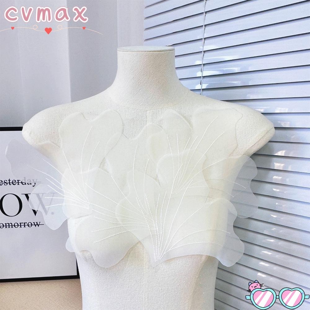 Cymx Organza Nhãn dán cánh hoa trắng, Phụ trợ đa chức năng Phụ kiện quần áo DIY Nhãn dán vải hoa, Nhãn dán vải Trang trí váy cưới DIY