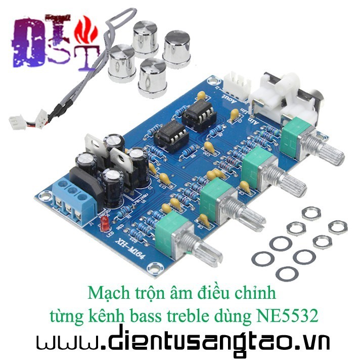 Mạch trộn âm điều chỉnh từng kênh bass treble dùng NE5532