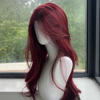 Hoa Hồng Đỏ Mặt Trước Ren Sóng Lớn Tóc Giả Nữ Số Lượng Nhỏ Giữa Tám-Character Nổ Dài Xoăn Tóc Full Mũ Đội Đầu Tóc Giả Bộ #JF0219#