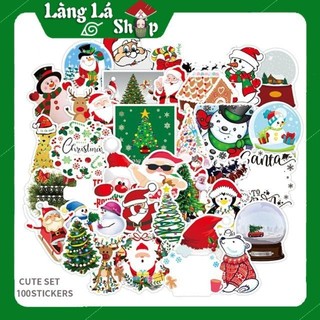 Miếng dán Sticker chủ đề Giáng Sinh Vui Vẻ - Merry Christmas trọn bộ 100 hình - In rõ ràng sắc nét khó tróc