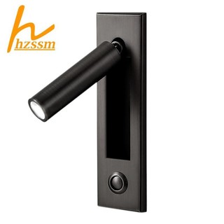 Đèn đọc sách, Đèn tường đầu bảng Đèn đọc sách Công tắc đẩy âm trần Đèn tường cho phòng khách, phòng ngủ màu đen