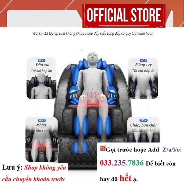Ghế Massage Toàn Thân Thomas Hamilton TH6600 - Kích thước 760x1350x1400mm, Tải trọng tối đa 150kg