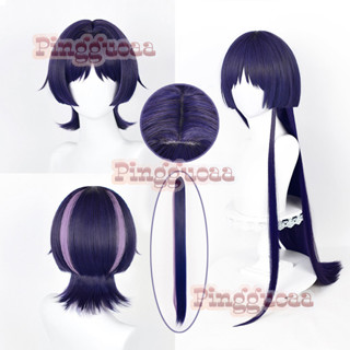 Genshin Impact Scaramouche Cosplay Wig Blue Purple Black Wigs 80cm Hair extensions Heat Resistant Synthetic Hair 