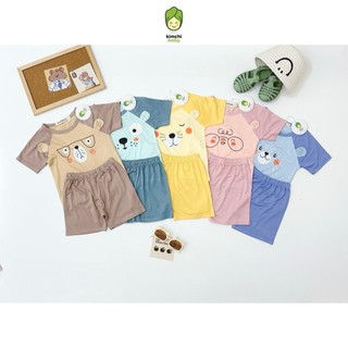 Bộ Cộc Tay Cho Bé Trai, Bé Gái KIMCHIBABY Vải Thun Lạnh Hoạ Tiết Tai Thú 3D, Bộ Quần Áo Trẻ Em Mặc Nhà KW2202
