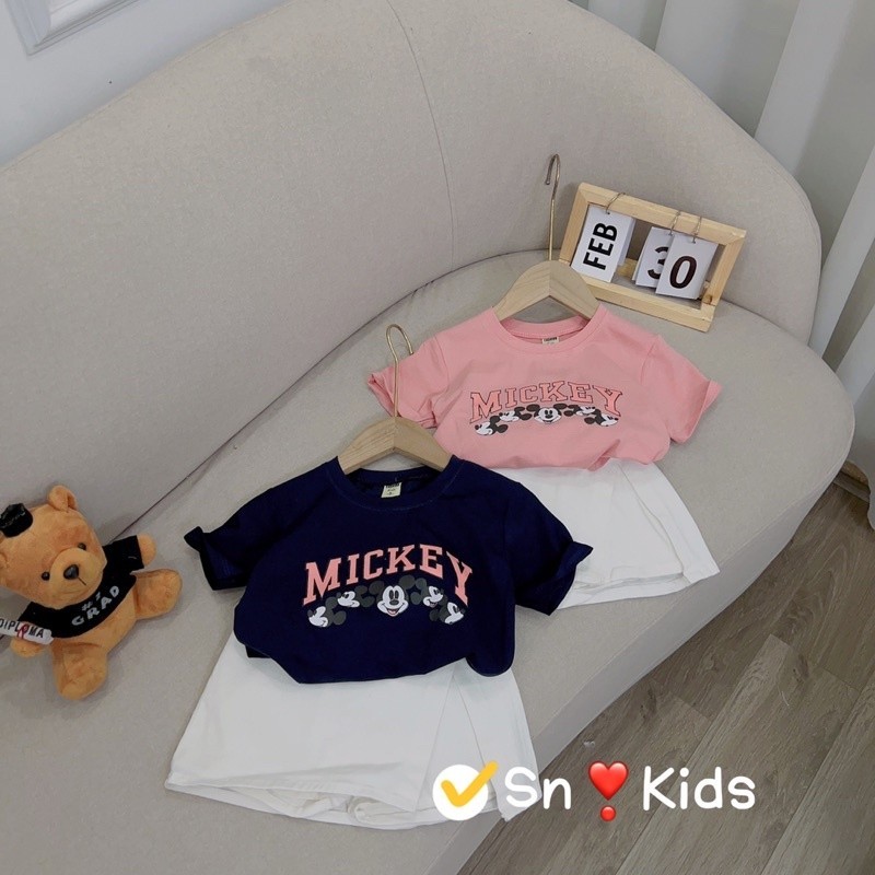 Set áo mickey + cv kaki cho bé gái