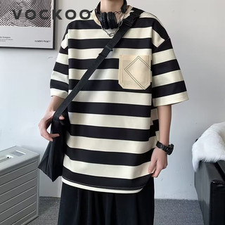 VOCKOO Áo Phông Nam Thun Rộng Form Unisex Stripes MTX2420AFG 9Z240226