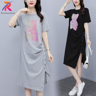 Váy Ruidian cho phụ nữ mang thai, váy trước hở quá khổ cho phụ nữ mang thai, váy mùa hè, váy kiểu chữ A thông thường mới M-4XL Váy Mini mùa hè mới