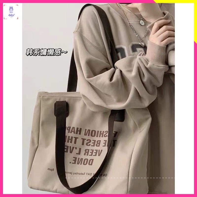 Túi Xách Canvas Cỡ Lớn Màu Tương Phản Thời Trang Cho Nữ