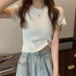 áo hàn quốc nữ ✨ Mùa hè ngắn tay Thiết kế Niche rốn Crop Top Áo thun ngắn tay nữ ngắn ngọt ngào cay bó sát Slim （NVZA105）