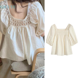 Gjcute Áo Kiểu Cổ Vuông Họa Tiết Hoa Phối Dây Xích Thời Trang Cho Nữ