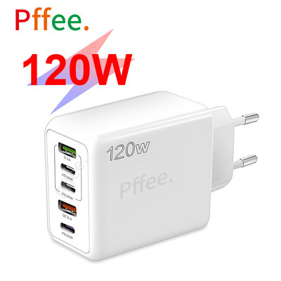Pffee 120W USB C + QC3.0 Sạc Nhanh Loại C Cắm PD Adapter Du Lịch Sạc USB