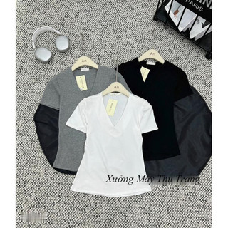 Áo Phông Áo Thun Cộc Tay Kiểu Dáng Trơn Basic Form Ôm Thiết Kế Cổ Tim Chất Liệu Thun Cotton Co Giãn 4 Chiều