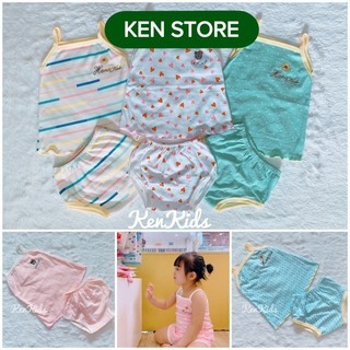 Set 3 bộ thun chip mát 2 dây nhiều màu hotga cho bé gái chất đẹp ken store