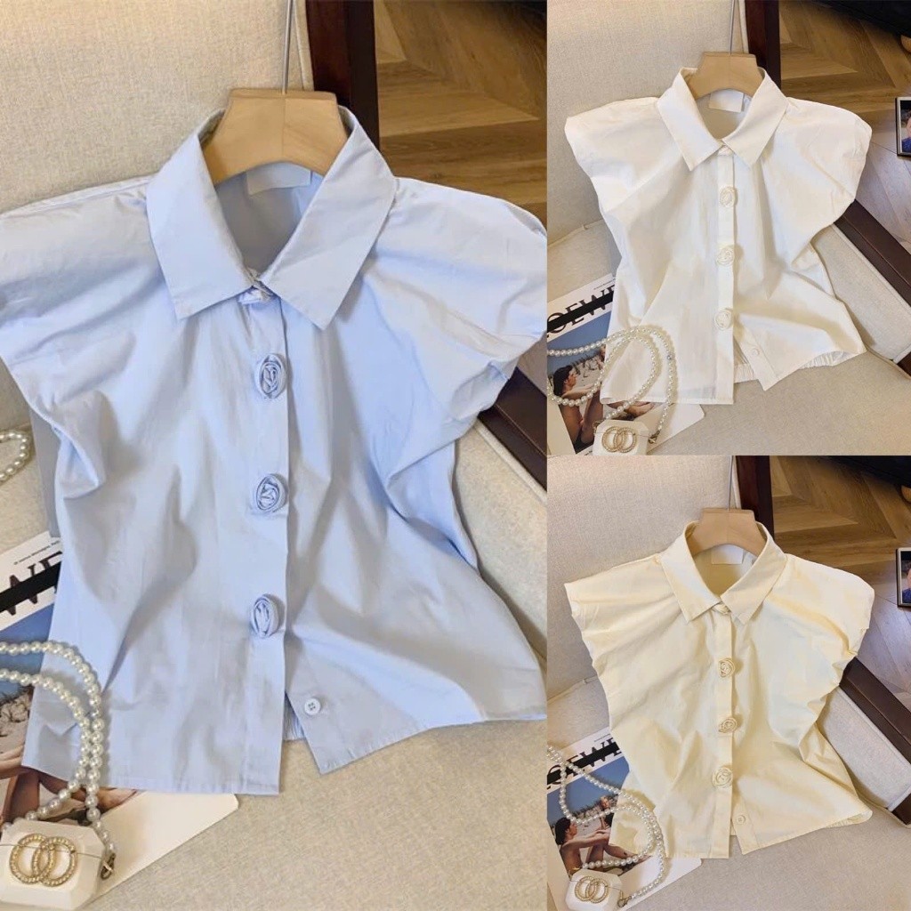 Áo cộc sơ mi nữ thiết kế cách điệu phong cách Hàn Quốc hottrend KUNKUN SP263