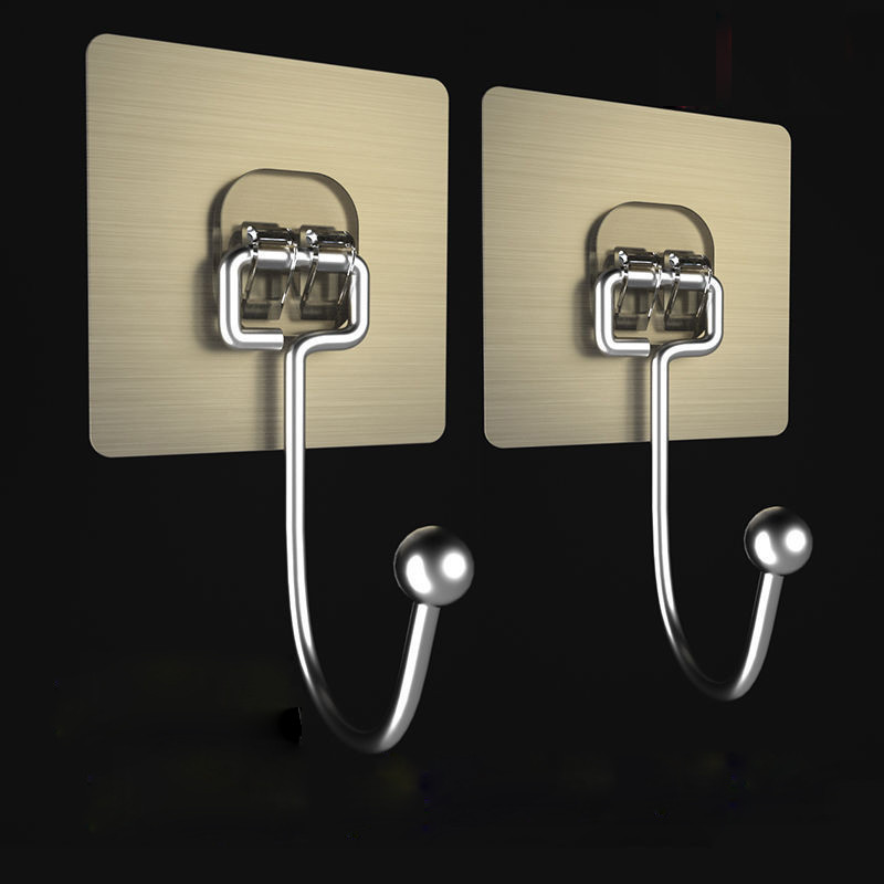 Combo 10 chiếc móc dán tường inox, móc tráng bạc dính siêu chắc, size to.