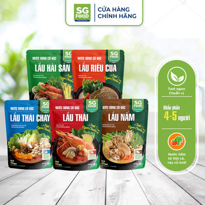 Combo 5 gói nước dùng cô đặc mix vị SG Food (Lẩu Thái, Riêu Cua, Nấm, Thái Chay, Hải Sản)