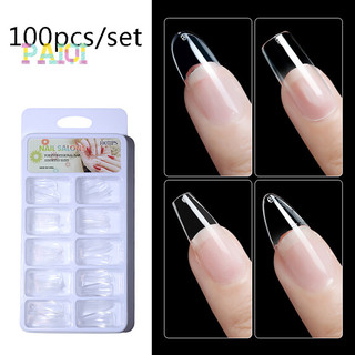 1 hộp móng tay giả trong suốt đính đá pha lê mới