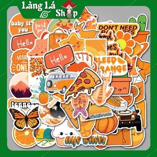 Miếng dán Sticker Chủ đề màu Cam Đáng yêu trọn bộ 50 hình - In rõ ràng sắc nét khó tróc