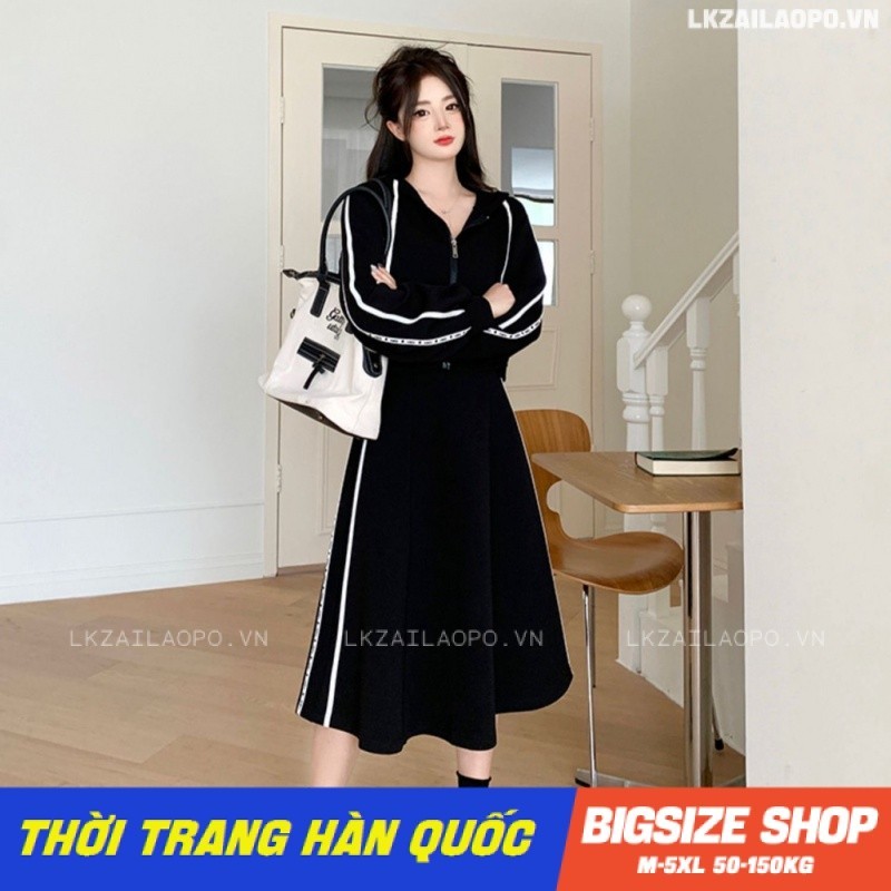 Set bộ đồ nữ đi chơi sang chảnh cá tính Bigsize Áo khoác Hoodie tay dài kèm Đầm 2 dây mùa thu đông Phong Cách hàn quốc đẹp Thanh Lịch cho nữ