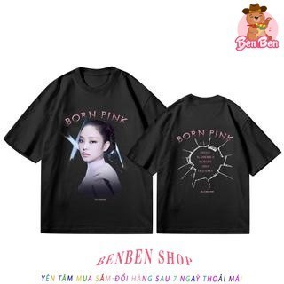 Áo Thun Cotton In Chữ BLACKPINK BORN PINK World Tour JENNIE phong cách Hàn Quốc