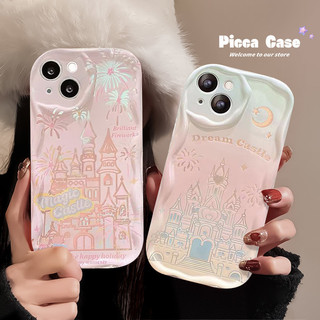 Ốp pháo hoa lãng mạn toàn màn hình Tương thích cho IPhone 7Plus XR 15 13 11 14 12 Pro MAX 15 6S 8 7 Plus X XS MAX SE 2020 Dreamy Gradient 3D gợn sóng cạnh cong Vỏ Tpu mềm